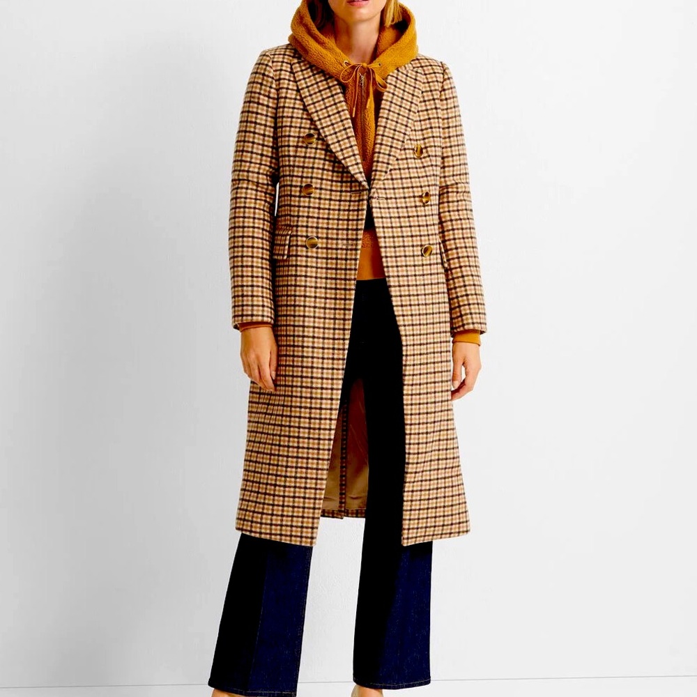 Club Monaco Jenna Plaid Coat size XS